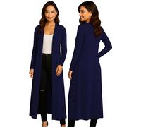 Re Tech UK Gilet Long - pour Femme - col/Manches Longues - Style Boyfriend/léger - Bleu Marine - XXXL EU 52-54 (Grande Taille)
