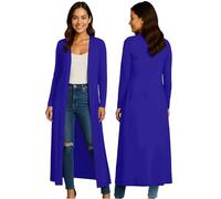 Re Tech UK Gilet Long - pour Femme - col/Manches Longues - Style Boyfriend/léger - Bleu Roi - M/L EU 40-42