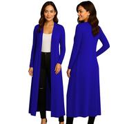 Re Tech UK Gilet Long - pour Femme - col/Manches Longues - Style Boyfriend/léger - Bleu Roi - XL EU 44-46 (Grande Taille)