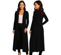 Re Tech UK Gilet Long - pour Femme - col/Manches Longues - Style Boyfriend/léger - Noir - XXXL EU 24/26