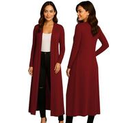 Re Tech UK Gilet Long - pour Femme - col/Manches Longues - Style Boyfriend/léger - Vin Rouge - M/L EU 40-42