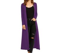 Re Tech UK Gilet Long - pour Femme - col/Manches Longues - Style Boyfriend/léger - Violet - XXXL EU 52-54 (Grande Taille)