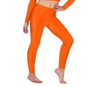 Re Tech UK Legging de Gymnastique/Danse - pour Fille - Lycra/élastiqué - sans sous-Pied - Brillant/Fluo - Orange - 3-4 Ans