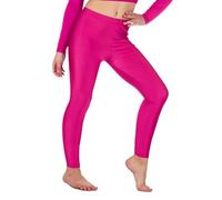 Re Tech UK Legging de Gymnastique/Danse - pour Fille - Lycra/élastiqué - sans sous-Pied - Brillant/Fluo - Rose Vif - 11-12 Ans