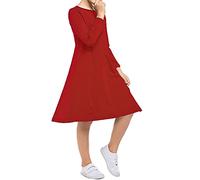 Re Tech UK Robe Patineuse - pour Enfant/Fille - Manches Longues/Longueur midi - 3 à 14 Ans - Vin Rouge - 9-10 Ans
