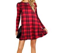 Re Tech UK Robe Patineuse - pour Femme - Jersey - Longueur midi/Manches Longues - Carreaux écossais - XXL EU 46 (Grande Taille)