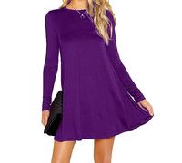 Re Tech UK Robe Patineuse - pour Femme - Jersey - Longueur midi/Manches Longues - Violet - XXXL EU 48-50 (Grande Taille)