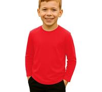 Re Tech UK - T-shirt à manches longues pour enfants pour garçons et filles | T-shirt léger à col rond pour superposer ou porter au quotidien | Haut uni, extensible, doux au toucher pour l'école, les