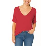 Re Tech UK - T-Shirt Oversize - pour Femme - col en V/Manches retroussées/Coupe Chauve-Souris - Style Casual - Tailles EU 36-54 - Rouge - XL EU 44-46
