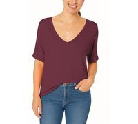 Re Tech UK - T-Shirt Oversize - pour Femme - col en V/Manches retroussées/Coupe Chauve-Souris - Style Casual - Tailles EU 36-54 - Vin Rouge - XL EU 44-46