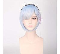 Re: zéro commencer la vie dans un autre monde Rem Ram chapeaux de cheveux synthétiques résistant à la chaleur Cosplay Prop Halloween + casquette de perruque gratuite Rem (les deux)