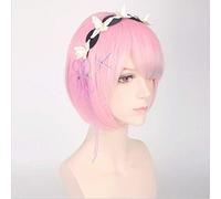 Re: zéro commencer la vie dans un autre monde Rem Ram chapeaux de cheveux synthétiques résistants à la chaleur Cosplay Prop Halloween + casquette de perruque gratuite Ram (les deux)