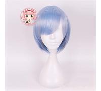 Re: zéro commencer la vie dans un autre monde Rem vieux court droit bleu perruque de Cosplay synthétique pour Halloween Costume Party MZ-090
