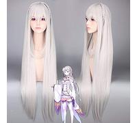 Re: Zero kara Hajimeru Isekai Seikatsu la vie dans un monde différent de Zero Emilia cheveux synthétiques Cosplay Halloween + casquette de perruque gratuite