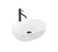 Rea Amelia lavabo 48x34.5 cm rectangulaire à poser blanc-gris/pierre brillant REA-U3001