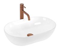 Rea Amelia lavabo 52x32.5 cm ovale à poser blanc brillant REA-U4331
