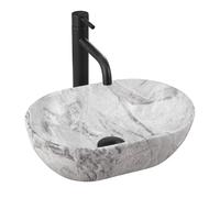 Rea Amelia umywalka 38x26 cm owalna nablatowa szary/kamień REA-U9109