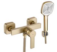 Rea ROBINET DE DOUCHE ARGUS BRUSH GOLD Mitigeur Salle de Bain en Laiton Monocommande Chaude et Froide Réglable (doré)