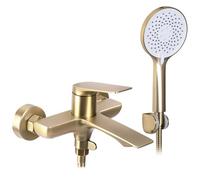 Rea AVALON Mitigeur de baignoire Bursh Gold avec douchette en laiton pour salle de bain chaude et froide réglable (or brossé)