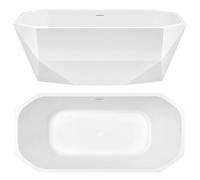 Rea - Baignoire Autoportante Diamanti - Blanc 170 Avec Bonde - 170x80x58,5cm