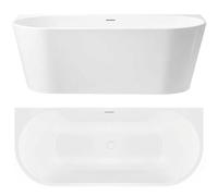 Rea - Baignoire Murale Capri - Blanc 180 cm Avec Bonde - 179,5x79x58cm