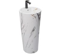 Rea Blanka Marble umywalka 40x40x85 cm wolnostojąca okrągła imitacja kamienia REA-U8704