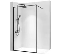 Rea PAROI DE DOUCHE BLER 110 BLACK - WALK IN Verre trempé de sécurité transparent 8 mm (Noir)