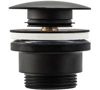 Rea BONDE DE LAVABO Universel CLIC-CLAC Black Bouchon Lavabo Salle de Bain avec Trop-Plein Bonde de Vidage Pop-up en Laiton (Noir)