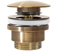 Rea Bonde de lavabo Universelle Click-Clack Gold Antique Bonde de lavabo de Salle de Bain avec trop-Plein, Bouchon Pop-up en Laiton (Antique Gold)