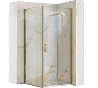 Rea Box de douche 80x90 Gold Brush Cabine de douche sans bac à douche en verre de sécurité trempé transparent 6 mm (doré) porte : 80 paroi : 90 cm