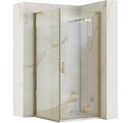 Rea Box douche 80x80 Gold Brush Cabine de douche sans bac à douche Verre de sécurité trempé Transparent 6mm (doré) porte : 80 paroi : 80 cm