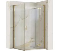 Rea Cabine de douche 100x90 Gold Brush Cabine de douche sans receveur de douche Verre de sécurité trempé Transparent 6mm (doré) porte: 100 paroi: 90 cm