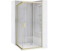 Rea Cabine de douche City 90x90 Gold Cabine Douche avec receveur de douche Savoy Verre de sécurité trempé Transparent 4 mm, 5 mm (doré)