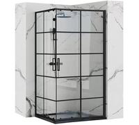 Rea CABINE DE DOUCHE CONCEPT BLACK 80X100x190 cm Verre trempé de sécurité transparent 5mm (Noir) Sans receveur de douche