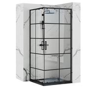 Rea CABINE DE DOUCHE CONCEPT BLACK 80X80x190 cm Verre trempé de sécurité transparent 5mm (Noir) Sans receveur de douche