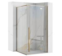 Rea CABINE DE DOUCHE FARGO GOLD 90X90x195 cm Verre trempé de sécurité transparent 6mm (doré) Sans receveur de douche