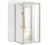 Rea Cabine de douche murale Rapid Slide Brush Gold 120x80 Cabine de douche sans receveur de douche Verre de sécurité trempé Transparent 6mm (Or brossé) porte: 120 paroi: 80 cm