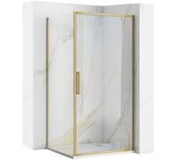 Rea Cabine de douche Rapid Swing Brush Gold 100x80 Cabine Douche sans receveur de douche Verre de sécurité trempé Transparentne 6mm (Or brossé)