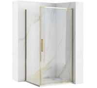 Rea Cabine de douche Rapid Swing Gold Cabine de douche sans receveur de douche Verre de sécurité trempé Transparent 6 mm (Or) Porte: 100 x Paroi: 80 cm