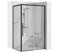 Rea CABINE DE DOUCHE SOLAR BLACK 80X100x195 cm Verre trempé de sécurité transparent 6mm (Noir) Sans receveur de douche
