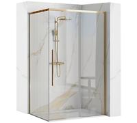 Rea CABINE DE DOUCHE SOLAR GOLD 80X100x195 cm Verre trempé de sécurité transparent 6mm (doré) Sans receveur de douche