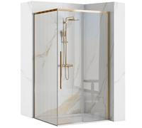 Rea CABINE DE DOUCHE SOLAR GOLD 90X90x195 cm Verre trempé de sécurité transparent 6mm (doré) Sans receveur de douche