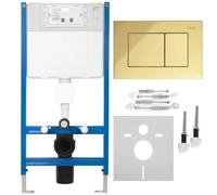 Rea - Cadre encastré K011a-q pour Mis WC avec bouton J doré - 16x52,5x103,5 cm