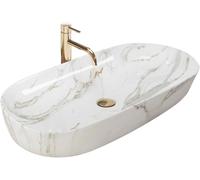 Rea Cleo Shiny Aiax umywalka 81x41 cm nablatowa owalna kamień REA-U8404