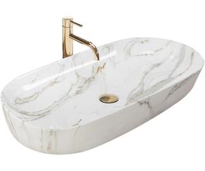 Rea Cleo Shiny Aiax umywalka 81x41 cm nablatowa owalna kamień REA-U8404