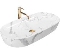 Rea Cleo Shiny Marmo umywalka 81x41 cm nablatowa owalna kamień REA-U8403