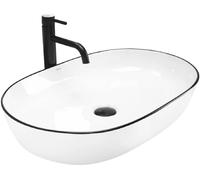 Rea Cleo umywalka 60,5x41 cm owalna nablatowa biała-czarna REA-U6210