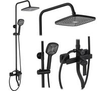 Rea Colonne de douche ARGUS BLACK MATT Système de douche en laiton pour salle de bain (noir mat)