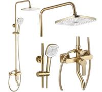 Rea Colonne de douche ARGUS GOLD BRUSH Système de douche en laiton pour salle de bain (Or brossé)