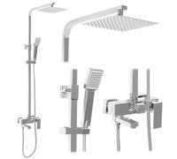 Rea Colonne de Douche AVEC DoucheTTE SET NAVARO Système de Douche en Laiton Pour Salle de Bain (Chrome)
